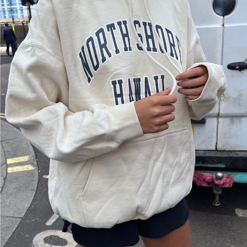 brandy Melville John Gault cream Christy North Shore hawaii hoodie